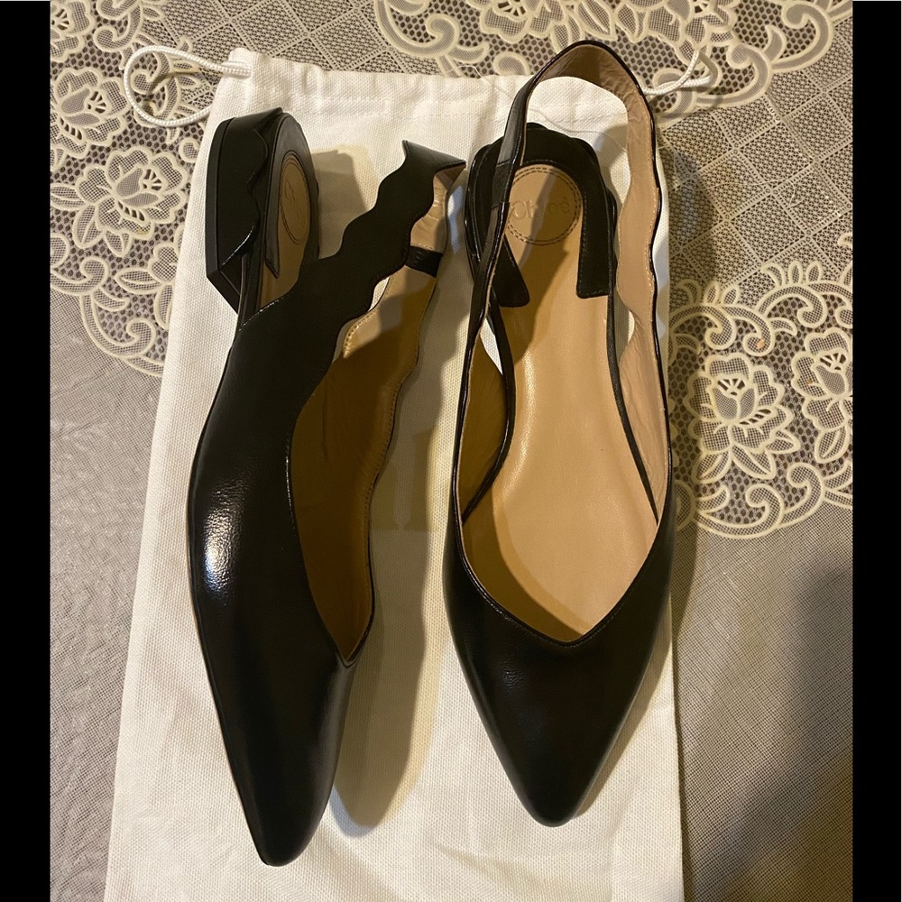 Chloe Black Leather Flats